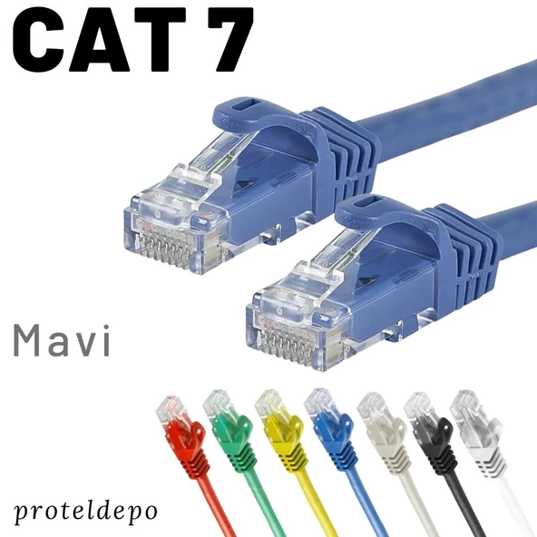 IRENIS CAT7 Kablo Ethernet Network İnternet Lan Ağ Kablosu   5 Metre Mavi