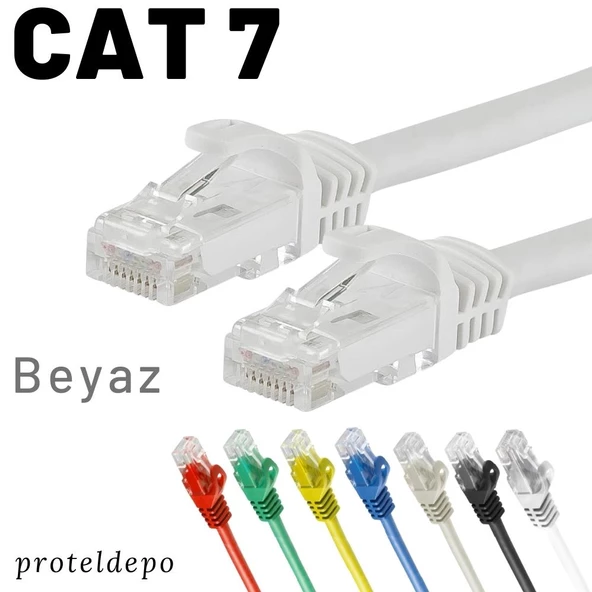 IRENIS CAT7 Kablo Ethernet Network İnternet Lan Ağ Kablosu   15 Metre Beyaz