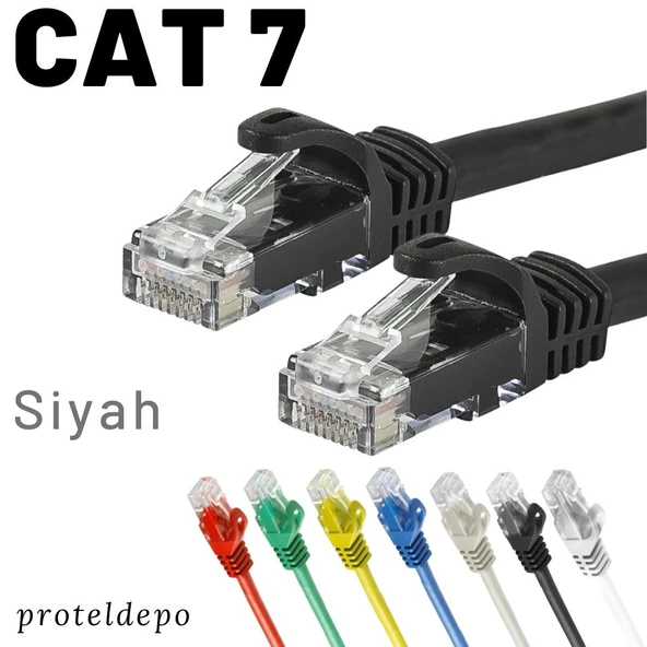 IRENIS CAT7 Kablo Ethernet Network İnternet Lan Ağ Kablosu   1 Metre Siyah