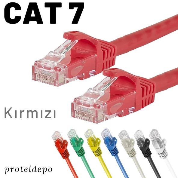 IRENIS CAT7 Kablo Ethernet Network İnternet Lan Ağ Kablosu   2 Metre Kırmızı ürün görseli