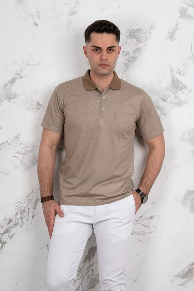 POLO YAKA CEPLİ KLASİK KESİM DESENLİ ERKEK T-SHİRT
