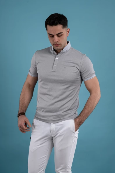 SLİMFİT POLO YAKA DÜĞMELİ MERSERİZE KUMAŞ ERKEK T-SHİRT - Resim 6