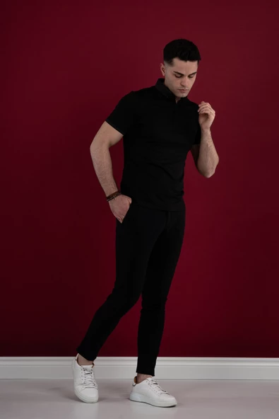 SLİMFİT POLO YAKA DÜĞMELİ MERSERİZE KUMAŞ ERKEK T-SHİRT - Resim 8