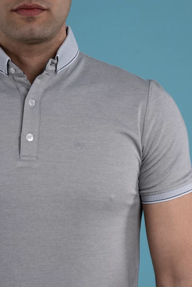 SLİMFİT POLO YAKA DÜĞMELİ MERSERİZE KUMAŞ ERKEK T-SHİRT - Resim 7