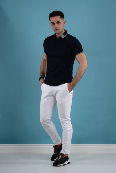 SLİMFİT POLO YAKA DÜĞMELİ MERSERİZE KUMAŞ ERKEK T-SHİRT - Resim 9