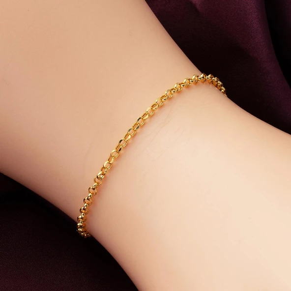 Doç Zincir Taşsız Altın Bileklik - Resim 2