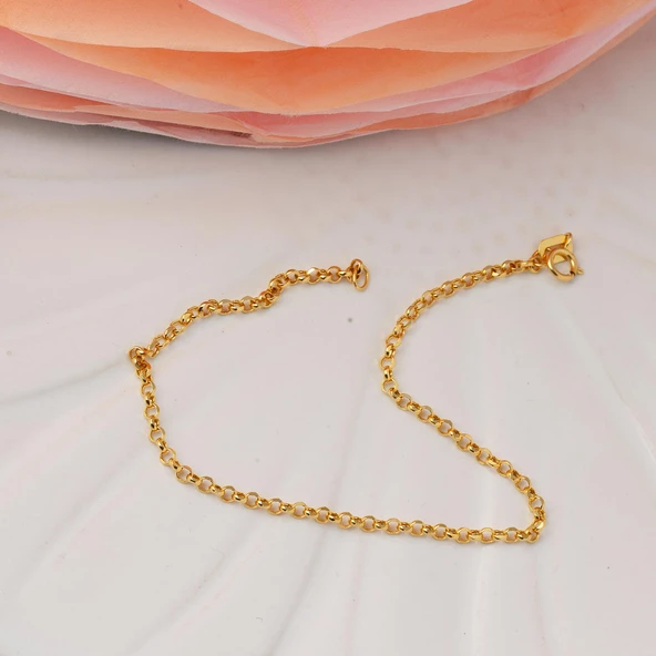 Doç Zincir Taşsız Altın Bileklik - Resim 4