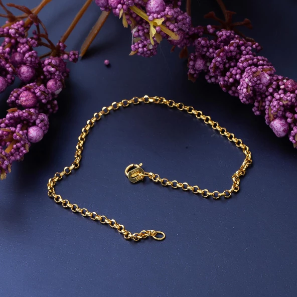 Doç Zincir Taşsız Altın Bileklik - Resim 3