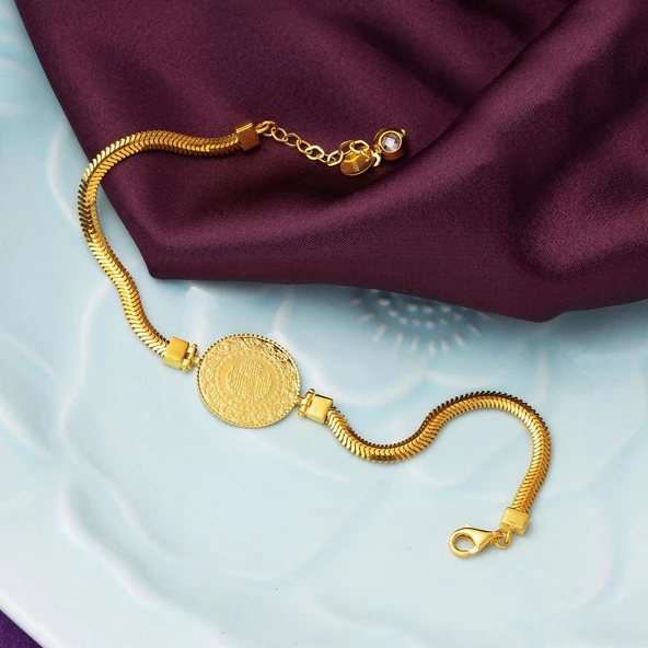 Balıksırtı Zincir Çeyrek Altınlı Bileklik - Resim 6