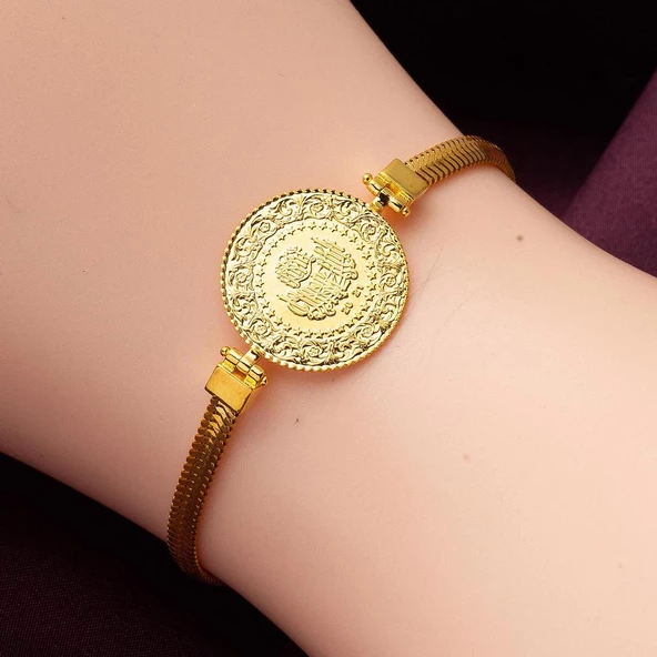 Balıksırtı Zincir Çeyrek Altınlı Bileklik - Resim 2