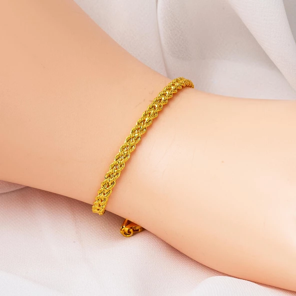 Burgu Zincir 14 Ayar Altın Bileklik - Resim 2