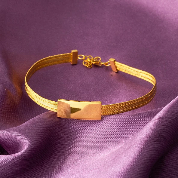 Taşsız Trabzon Hasır 14 Ayar Altın Bileklik - Resim 3