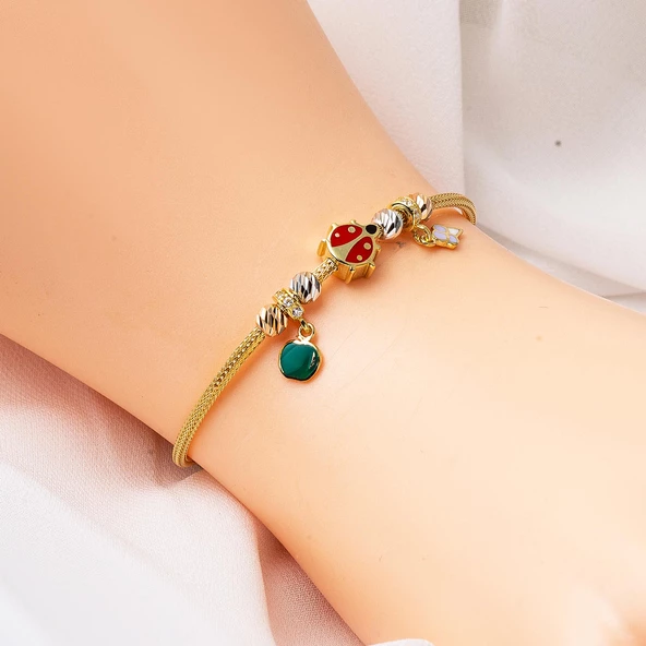 Figürlü 14 Ayar Altın Çocuk Bilekliği - Resim 2