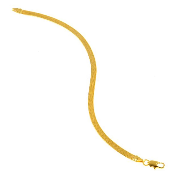 3 mm Enli 14 Ayar Altın Ezme Bileklik - Resim 4