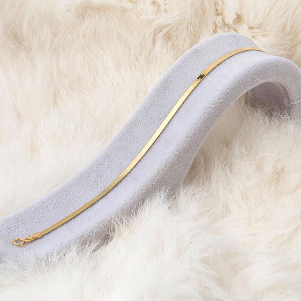 3 mm Enli 14 Ayar Altın Ezme Bileklik - Resim 5