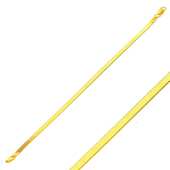 3 mm Enli 14 Ayar Altın Ezme Bileklik ürün görseli 1