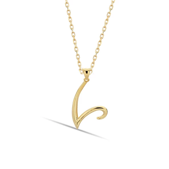 V Harfi 14 Ayar Altın Kolye ürün görseli 1