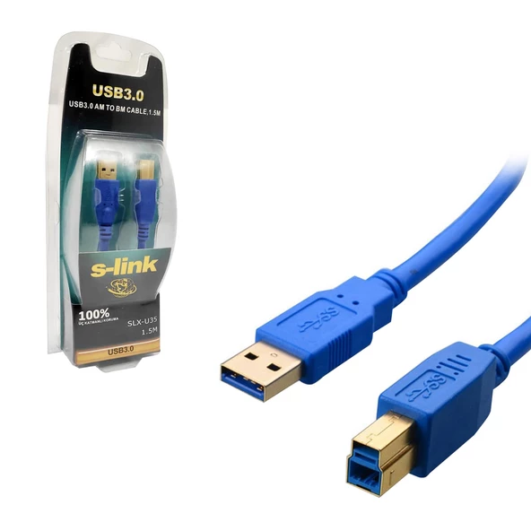 Emba S-Link Yazıcı Kablosu Usb 3.0 Gold 1.5Mt Slx-U35 - 3