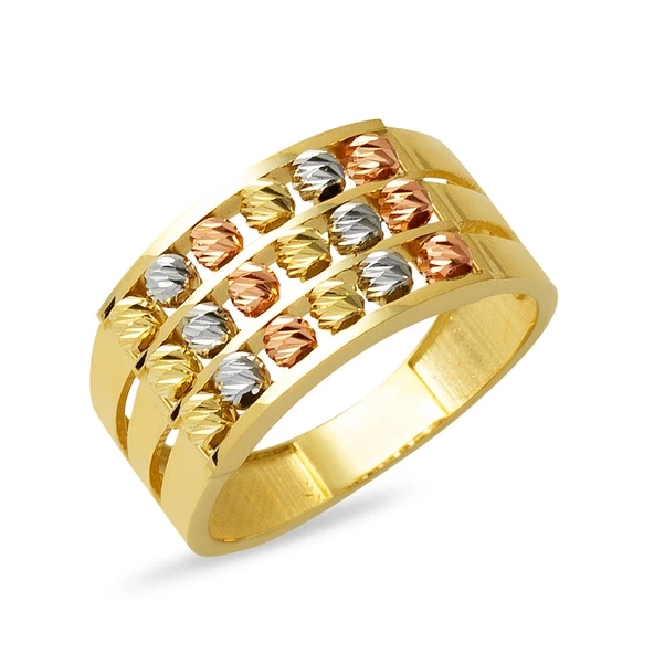 Üç Sıra Dorika Toplu Altın Yüzük ürün görseli 1