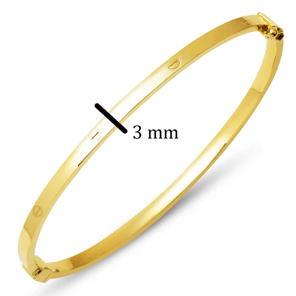 Çivili 14 Ayar Altın Kelepçe Bilezik - Resim 5