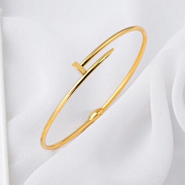 Taşsız 14 Ayar Çivi Altın Bilezik - Resim 3