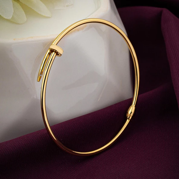 Taşsız 14 Ayar Çivi Altın Bilezik - Resim 4