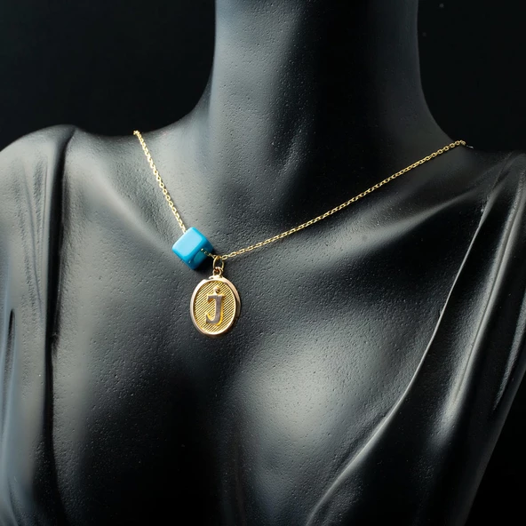 J Harfi Oval Altın Kolye - Resim 2