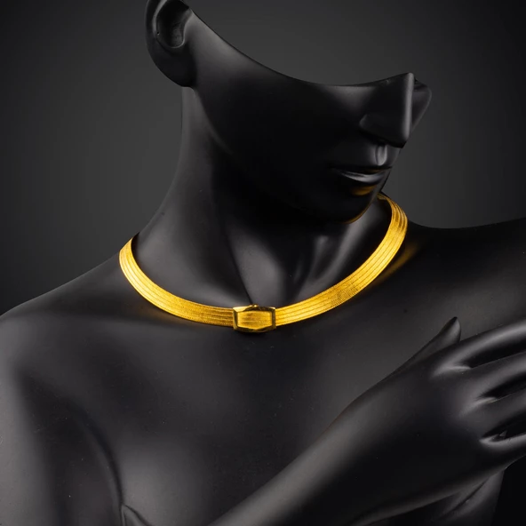 Trabzon Hasırı 14  Ayar Altın Gerdanlık - Resim 2