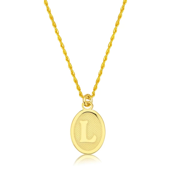 L Harfi Oval Altın Kolye ürün görseli