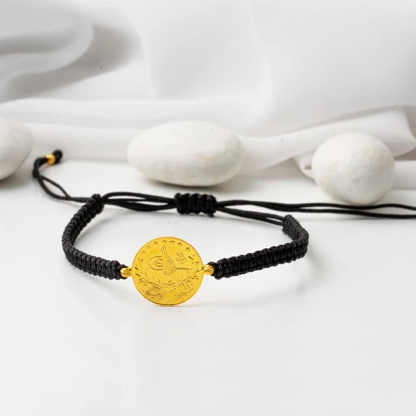 Yarım Reşat Altınlı İpli 22 Ayar Bileklik - Resim 5