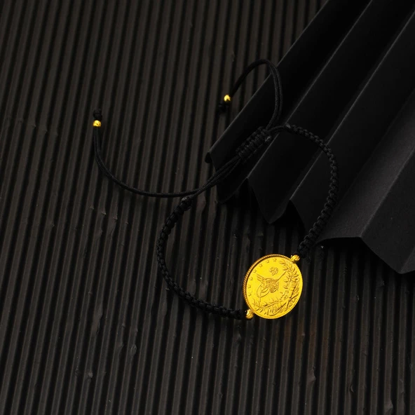 Yarım Reşat Altınlı İpli 22 Ayar Bileklik - Resim 3