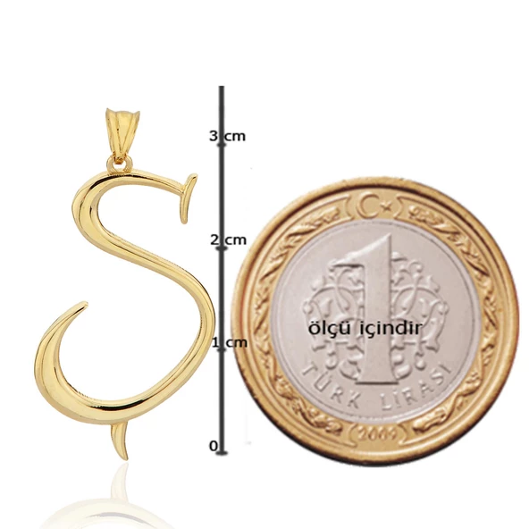 Ş Harfi Altın Kolye Ucu - Resim 3