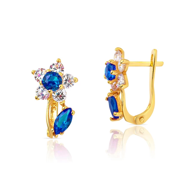 Taşlı Papatya Altın Çocuk Küpesi ürün görseli 1