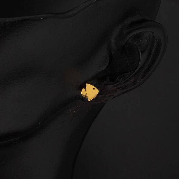 Balık 22 Ayar Klipsli Altın Küpe - Resim 2