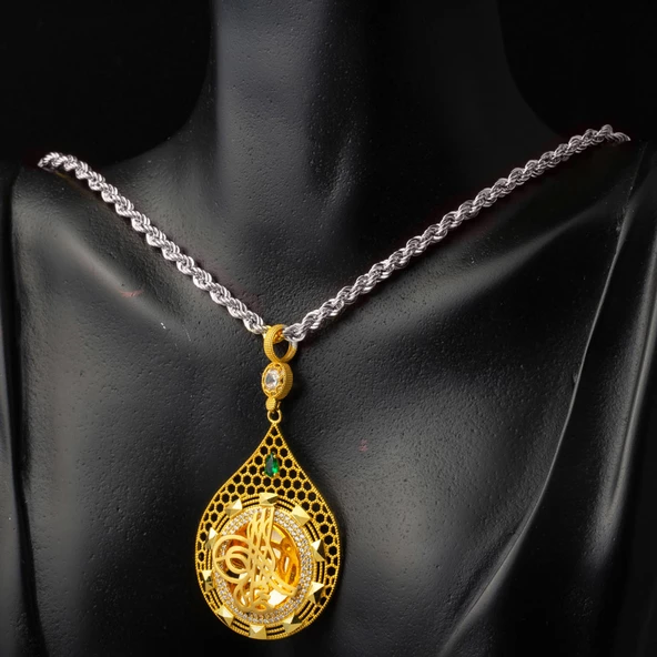 Petek Damla Tuğra Altın Kolye Ucu - Resim 2