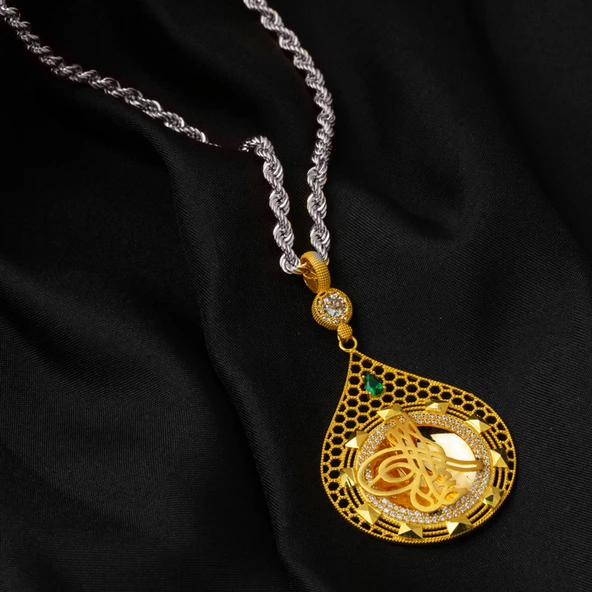 Petek Damla Tuğra Altın Kolye Ucu - Resim 6