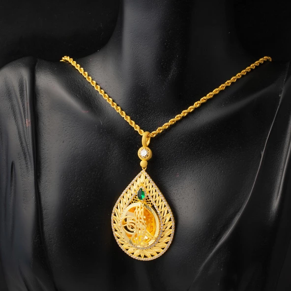 Yaprak Damla Tuğra Altın Kolye - Resim 2