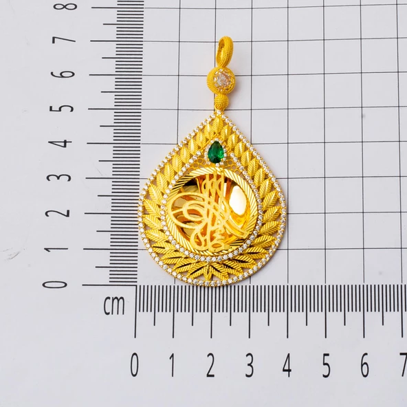 Yaprak Damla Tuğra Altın Kolye - Resim 5