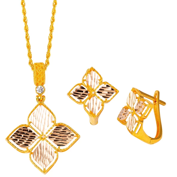 Zambak Kolye & Küpeli Altın Set ürün görseli 1
