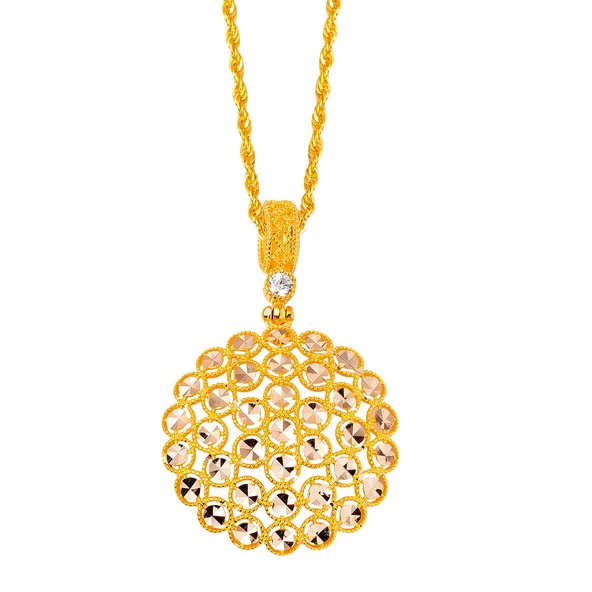 Harem Kolye & Küpeli Altın Set - 4