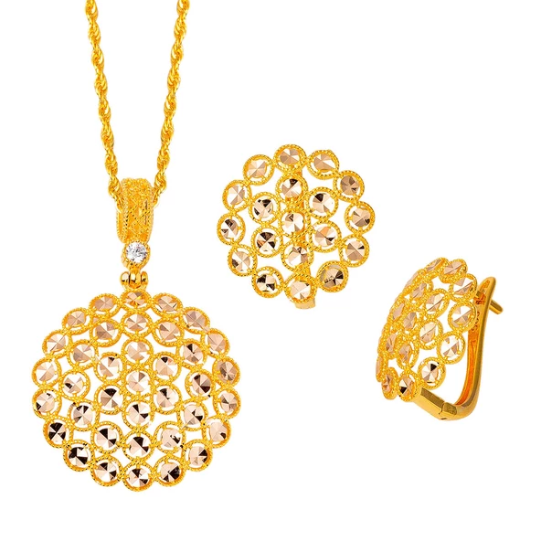 Harem Kolye & Küpeli Altın Set