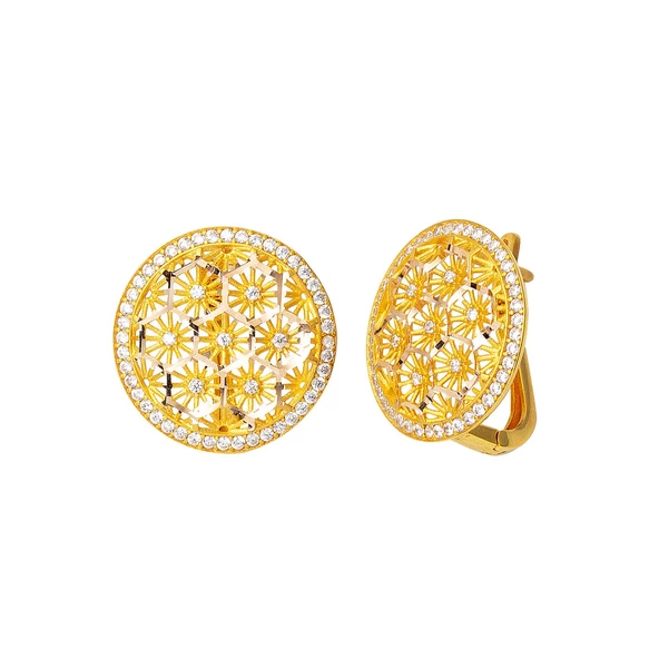 Yaşam Çiçeği Yıldızlı Altın Küpe - Resim 3