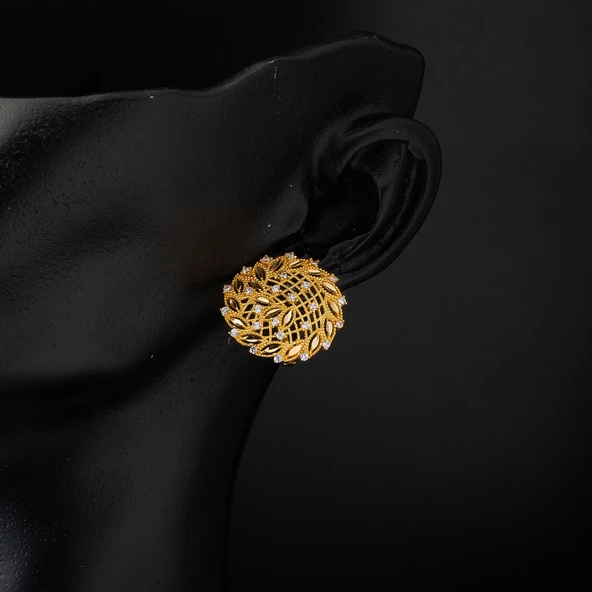 Rüzgargülü 22 Ayar Altın Küpe - Resim 2