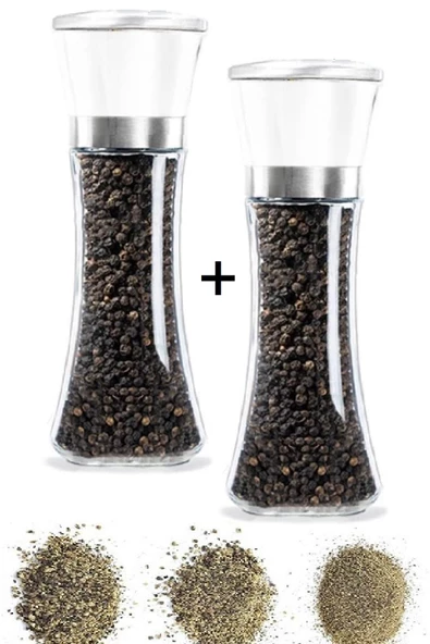 Tilbe Home Karabiber Tuz Değirmeni 2 Adet Seramik Bıçaklı Öğütücü Büyük Boy 2li Değirmen Seti ürün görseli 1