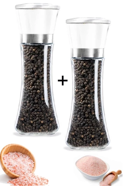 Tilbe Home Karabiber Tuz Değirmeni 2 Adet Seramik Bıçaklı Öğütücü Büyük Boy 2li Değirmen Seti - Resim 2