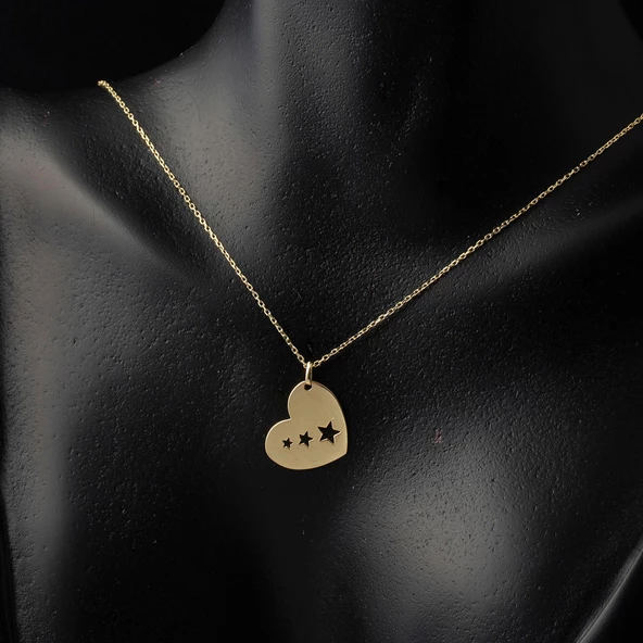 Kalbimin İçinde Yıldızlar Altın Kolye - Resim 2