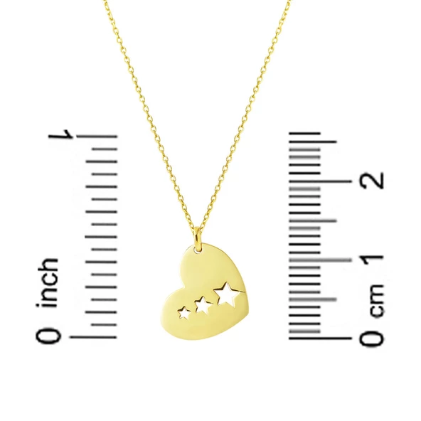 Kalbimin İçinde Yıldızlar Altın Kolye - Resim 5