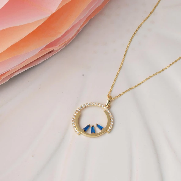 Trend Baget Taşlı Halka Altın Kolye - Resim 4