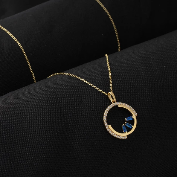 Trend Baget Taşlı Halka Altın Kolye - Resim 3