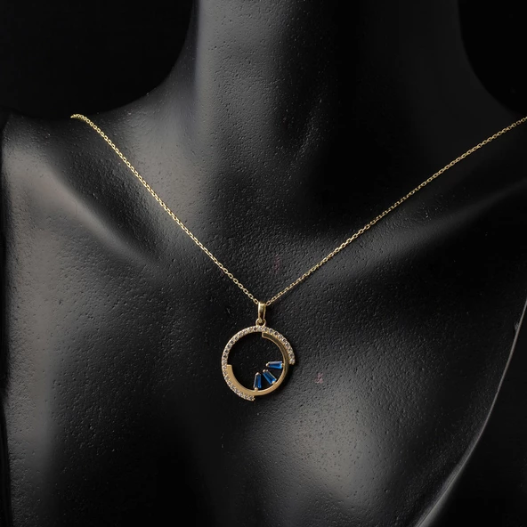 Trend Baget Taşlı Halka Altın Kolye - Resim 2